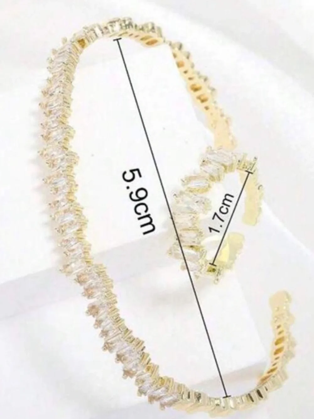 Anthropologie Gold Baguette Crystal Cuff Bracelet and Ring Set